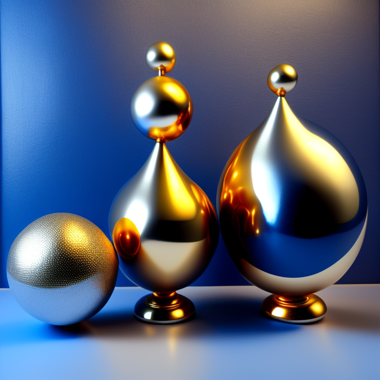 1 golden and 1 silver balls on dark blue room