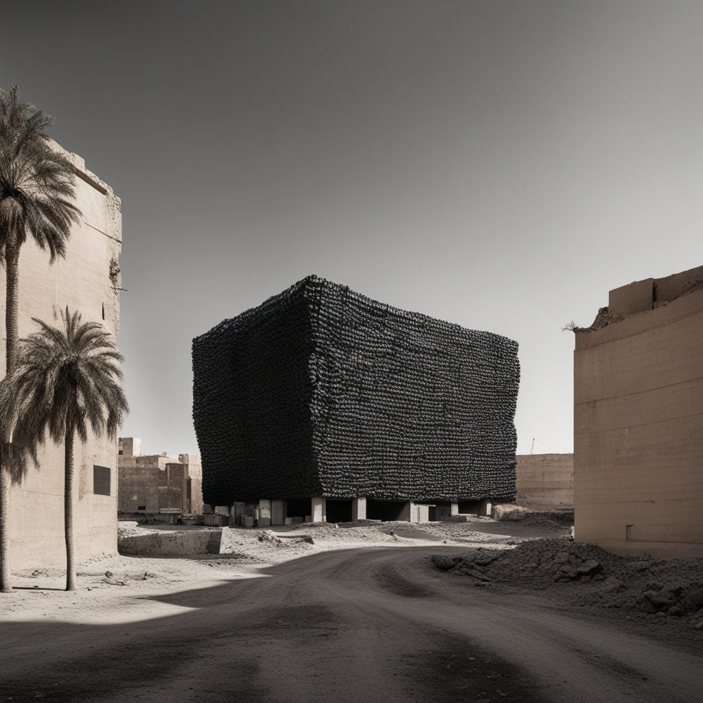 KREA AI architectural photograph of a brutalist building u...