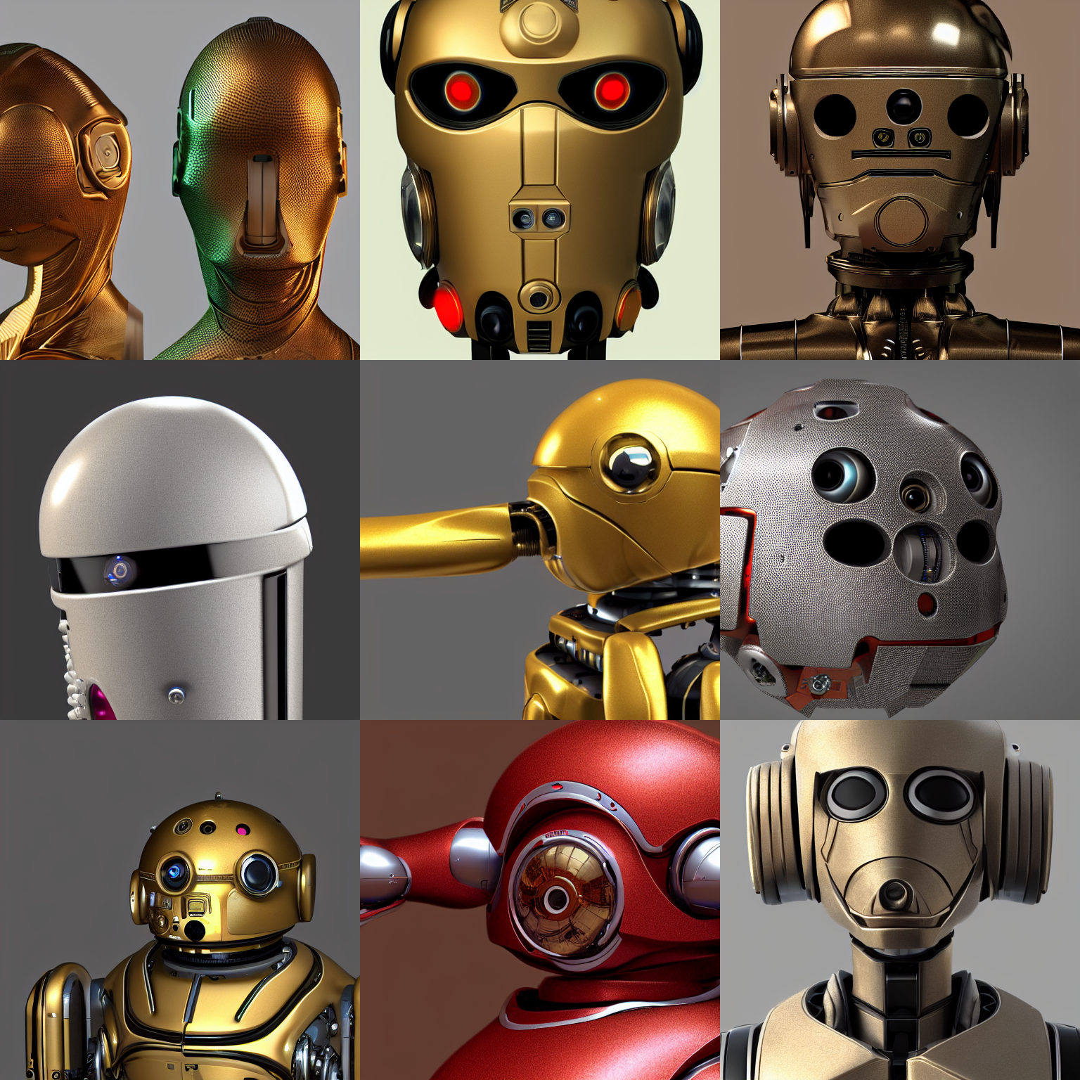portrait of high detailed realistic droid's fancy design but made from blender - 8K with ray tracing
