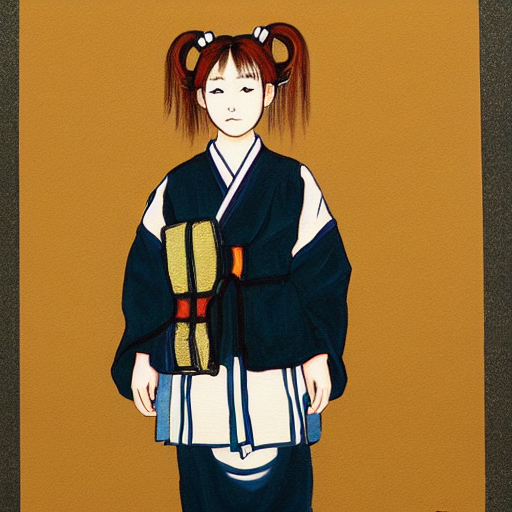 a painting of Japanese schoolgirl, clothed, aesthetic