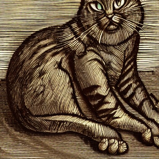 Garfield the cat falling from heaving after his banishment, dramatic lighting, golden hour, woodcut style, by Gustav Dore, by Albrecht Durer, trending on artstation