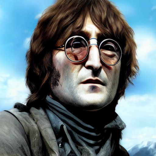John Lennon in read dead redemption, hyper realistic, HD, HQ, photo realistic