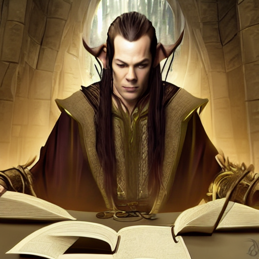 elrond working in a cubicle, office, lotr, elf