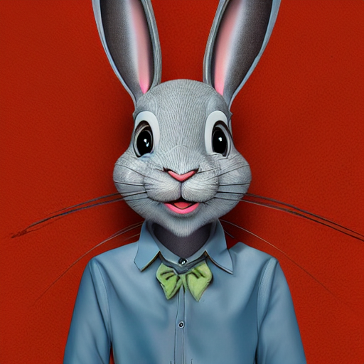 A extremely highly detailed majestic hi-res beautiful, highly detailed portrait of a scary terrifying creepy cartoon rabbit standing up wearing pants and a shirt in the style of Walt Disney animation, high textures, hyper sharp, 8k, insanely detailed and intricate