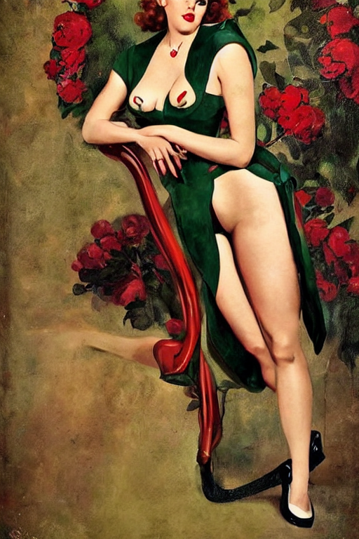 a portrait one full body pin up post war dressing a military unioform,garden backgound Gil Elvgren style,center composition,anatomic correct
