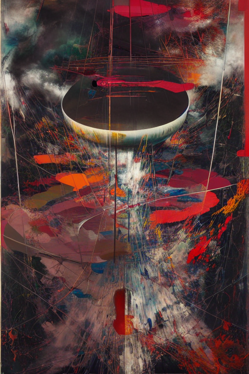 the physical impossibility of death, in a brutalist designed space ship, rich deep colours, painted by francis bacon, adrian ghenie, james jean and petra cortright, part by gerhard richter, part by takato yamamoto. 8 k masterpiece