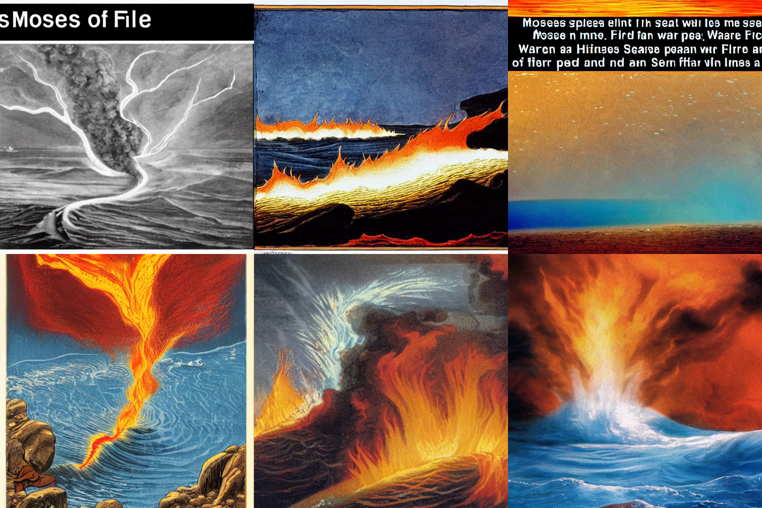 Moses splits the sea that one part of the sea is made of fire and another part is Water