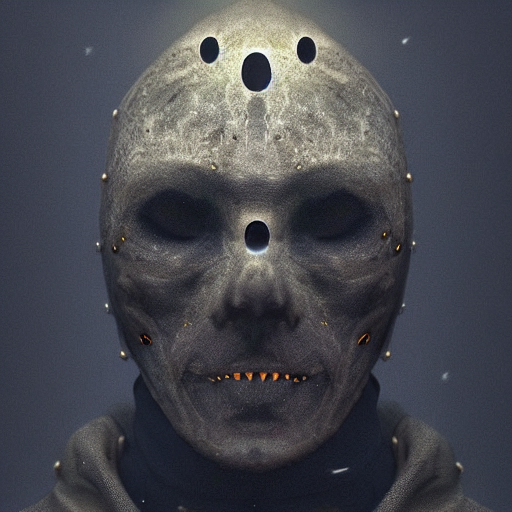 award - winning. trending on artstation. 4 k. eerie tone. a faceless astral figure wearing a hooded cape made of the night sky with 1 5 dark blue glowing eyes on its face and rows of teeth on its chest. full - body. portrait.