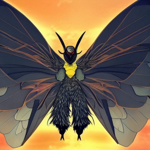 4K photo of mothman with giant wings , flawless anime cel animation by Manabu Oshashi and Satoshi Kon, professionally post-processed , beautiful, scary, symmetry accurate features, epic, octane rendered, anime masterpiece, accurate