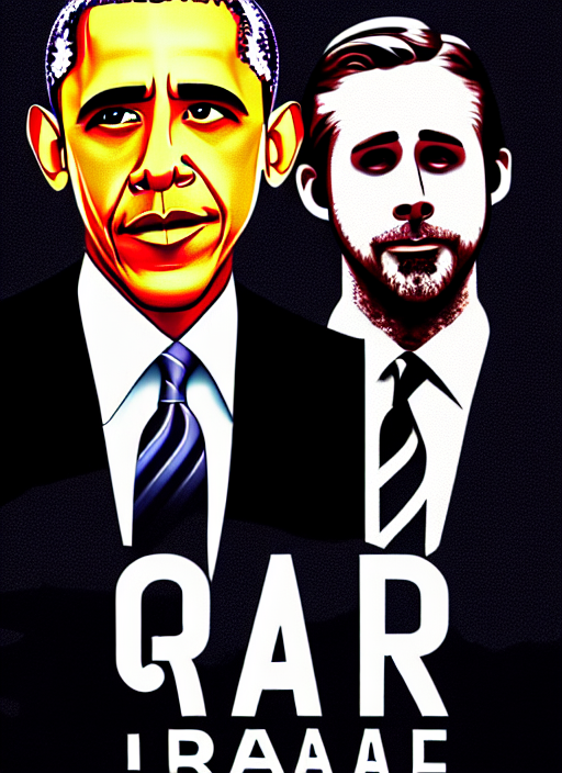 obama, ryan gosling portrays the united states president, 8 0's movie poster, theatrical poster, vibrant fan art, digital art, trending on artstation, minimalist