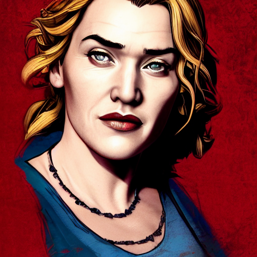 kate winslet portrait, borderlands, tales from the borderlands, the wolf among us, comic, cinematic lighting, studio quality, 8 k