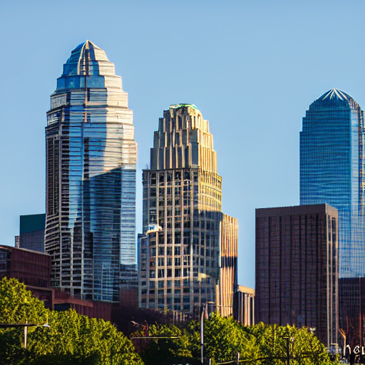 high resolution photo of a UFO hovering above Uptown Charlotte North Carolina, Sigma 85mm f/1.4