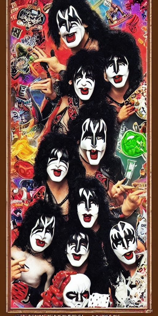Kiss style Rock and Roll poster, animals playing poker