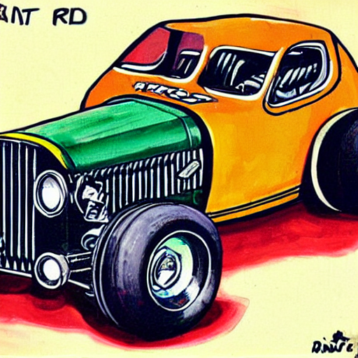 giant hotrod drinking oil like a beer, in the style of Ed Roth