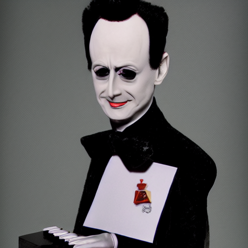A portrait of Klaus Nomi as a hand-puppet, photograph, award winning, diffuse lighting