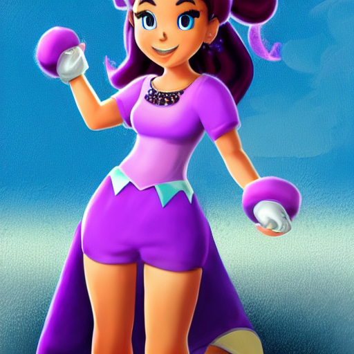The new Nintendo princess wearing purple who is a gorgeous supermodel feisty Latina with a confident attitude Nintendo concept art.