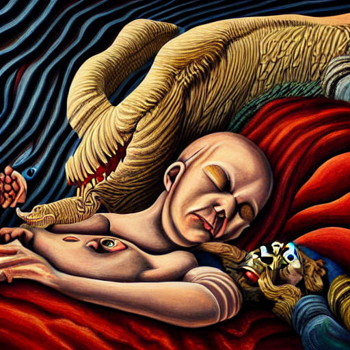 highly detailed painting, the sleep of reason brings forth monsters