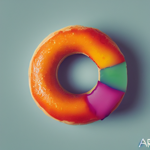 Perfectly circular donut!!!!! in the style and shape of a pineapple!!!!!!, blended colors!!!!!, trending on artstation, 4k, 8k, professional photography, overhead shot, 35mm lens