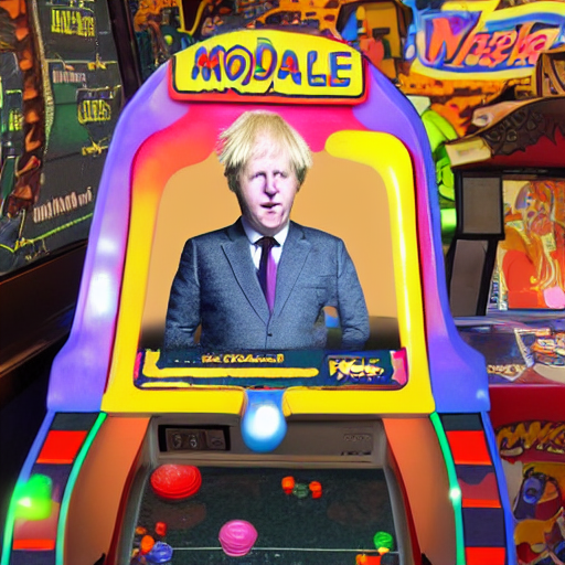 an arcade whack a mole game with moles that look like boris johnson,