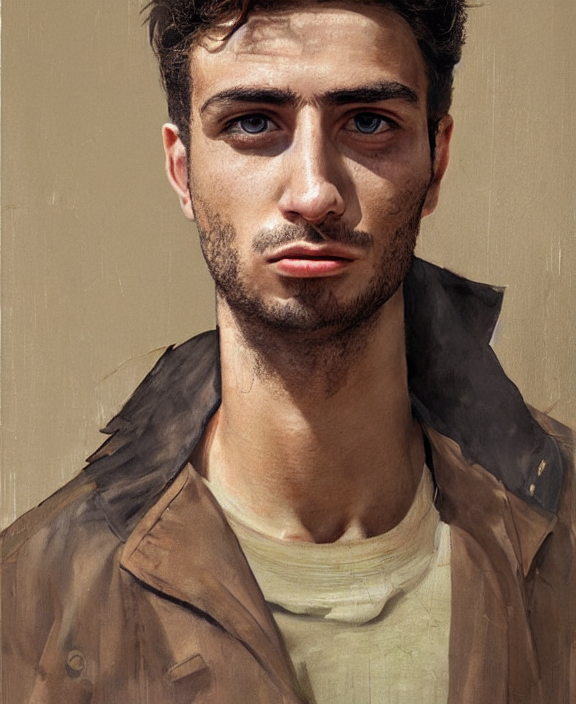 heroic portrait of a young levantine man. art by denys tsiperko and bogdan rezunenko, hyperrealism