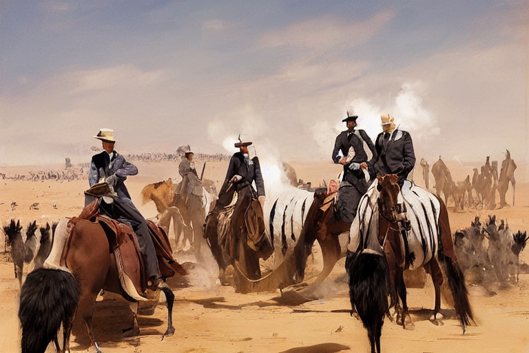 portrait of a respectable dignified royal business elite politicians in top hats and coat tails riding on ostriches in the sahara desert throwing vanilla icecream cones at each other, art by anders zorn, wonderful masterpiece by greg rutkowski, beautiful cinematic light, american romanticism by greg manchess, jessica rossier