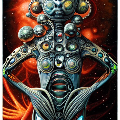 cosmic fractal giger biopunk alien, pixar style, by tristan eaton stanley artgerm and tom bagshaw.