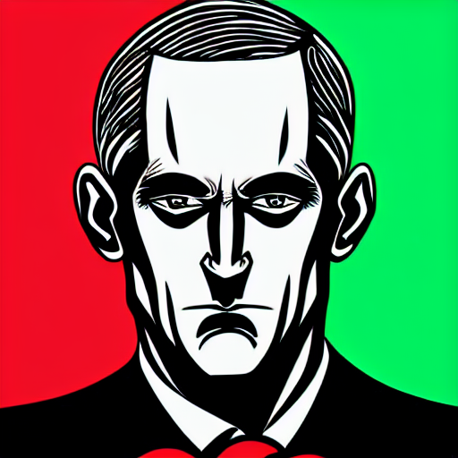 solid glowing eyes, digital portrait of secretary of denis mcdonough face with solid glowing eyes, cover art of graphic novel, evil laugh, menacing, Machiavellian puppetmaster, villain, simple style, solid colors, clean lines, clean ink, trending on artstation