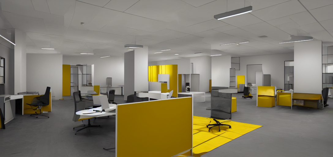 backrooms yellow office place with nobody bright, 8 k photorealistic, hd, high details, trending on artstation