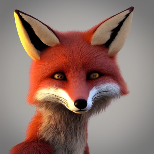 a fox, 3 d render, post processing, cinematic lightning
