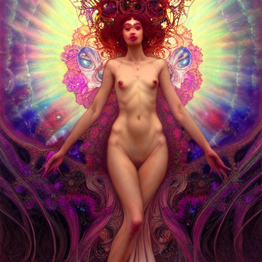 An extremely psychedelic crystalline soul fairy, surreal, dramatic lighting, magic mushrooms, psilocybin, LSD, face, detailed, intricate, elegant, lithe, highly detailed, digital painting, artstation, concept art, smooth, sharp focus, illustration, art by Krenz Cushart and Artem Demura and alphonse mucha