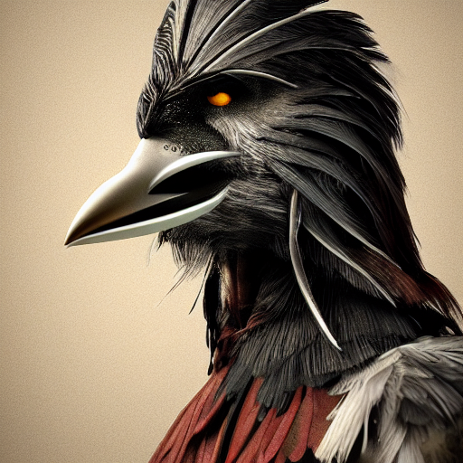 feathered crow man, photorealistic, 8 k, trending on artstation, by aggi erguna,