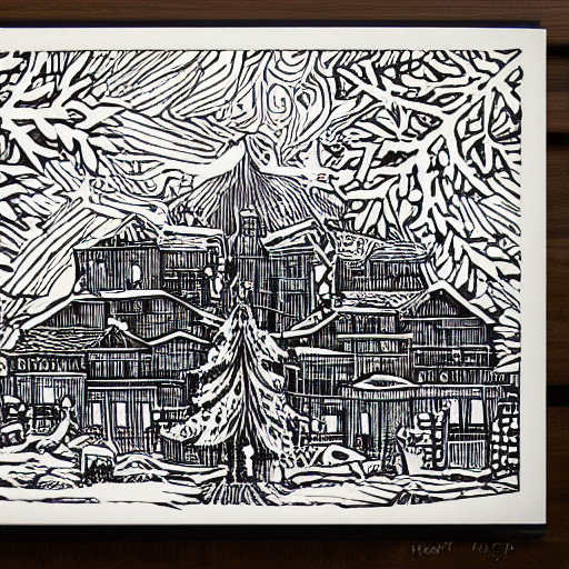 the 1 2 days of christmas, extreme detail, wood cut print