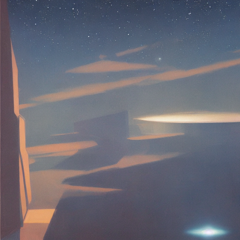 tesseract from Interstellar, painted by Edward Hopper, painted by James Gilleard, airbrush