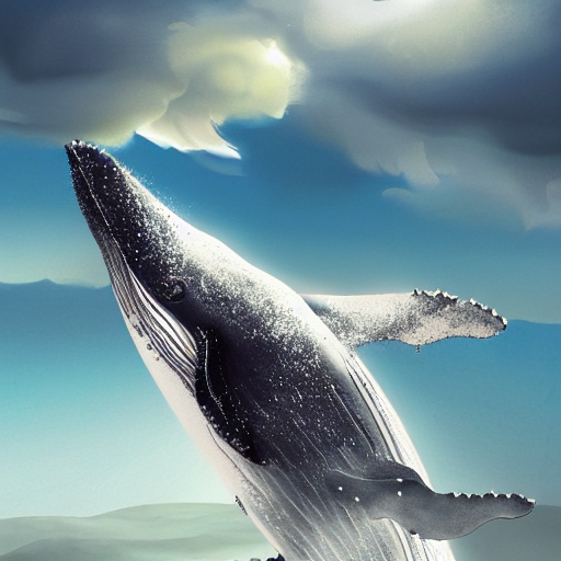 illustration of a whale in the sky, realistic painting, classical painting, high definition, digital art, matte painting, very detailed, realistic