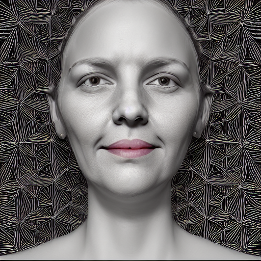 Photorealistic image of a woman's portrait from the mandelbulb pattern