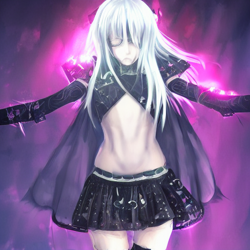 goth anime girl in mini skirt and crop top intricate, extremely detailed, digital painting, artstation, concept art, smooth, sharp focus, illustration, intimidating lighting, incredible art,