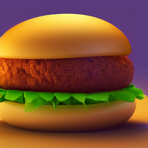 cgi art of a floating hamburger, good lighting, colorful,