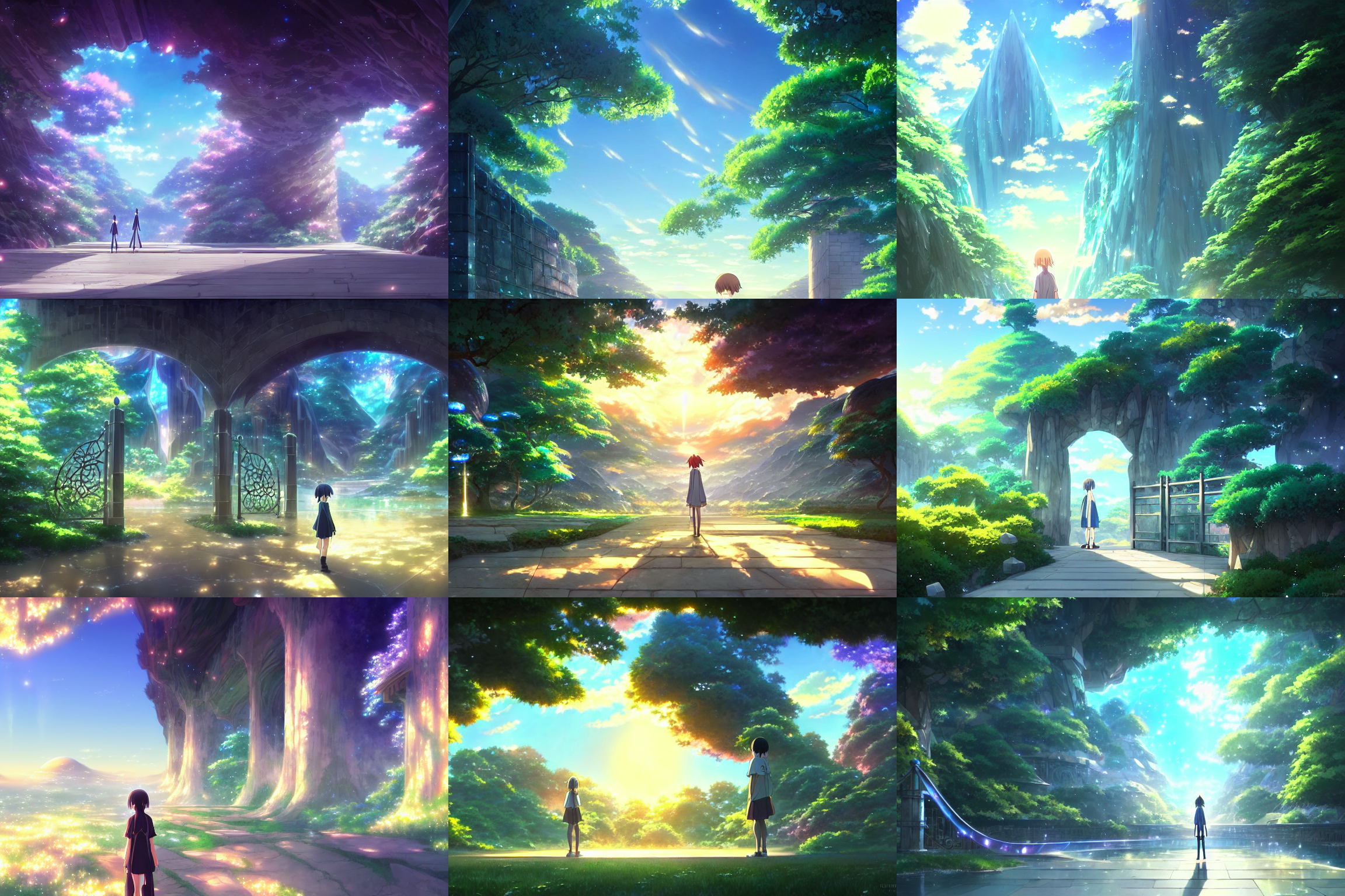 a crystal gate to another dimension, anime movie background, key visual, bamboo, a fantasy digital painting by makoto shinkai and james gurney, trending on artstation, highly detailed
