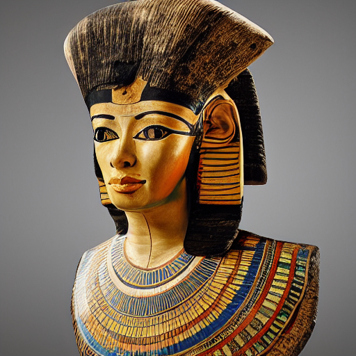 portrait of an ancient egyptian mummy in Baroque clothing with fine ruff.