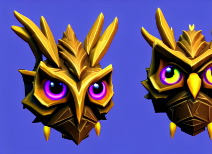 owl head, stylized stl, 3 d render, activision blizzard style, hearthstone style, spyro style