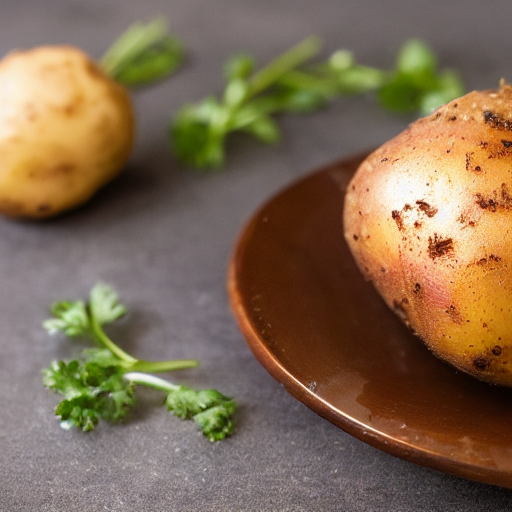 Hackleback Potato. Cookbook photo. Close-up, detailed.