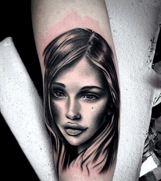 KREA AI tattoo design sketch of a beautiful girl portrait