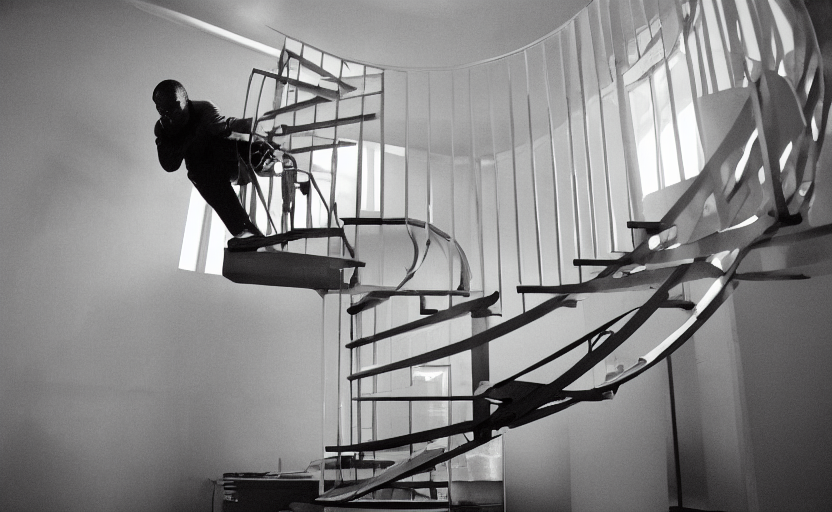 KREA AI frank ocean building a spiral staircase in the cen...