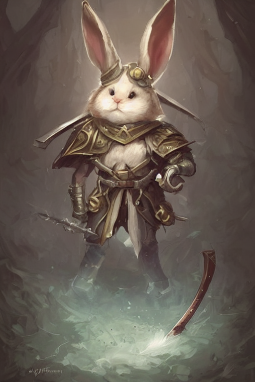 KREA AI - cute little anthropomorphic rabbit knight wearing ...